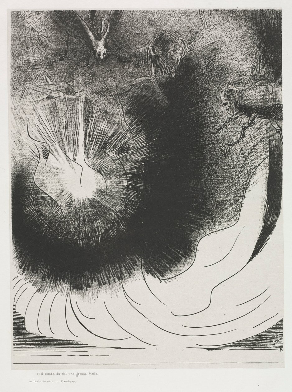 De Apocalyps van Sint Jan: En er viel een grote ster uit de hemel, brandend..., 1899 door Odilon Redon