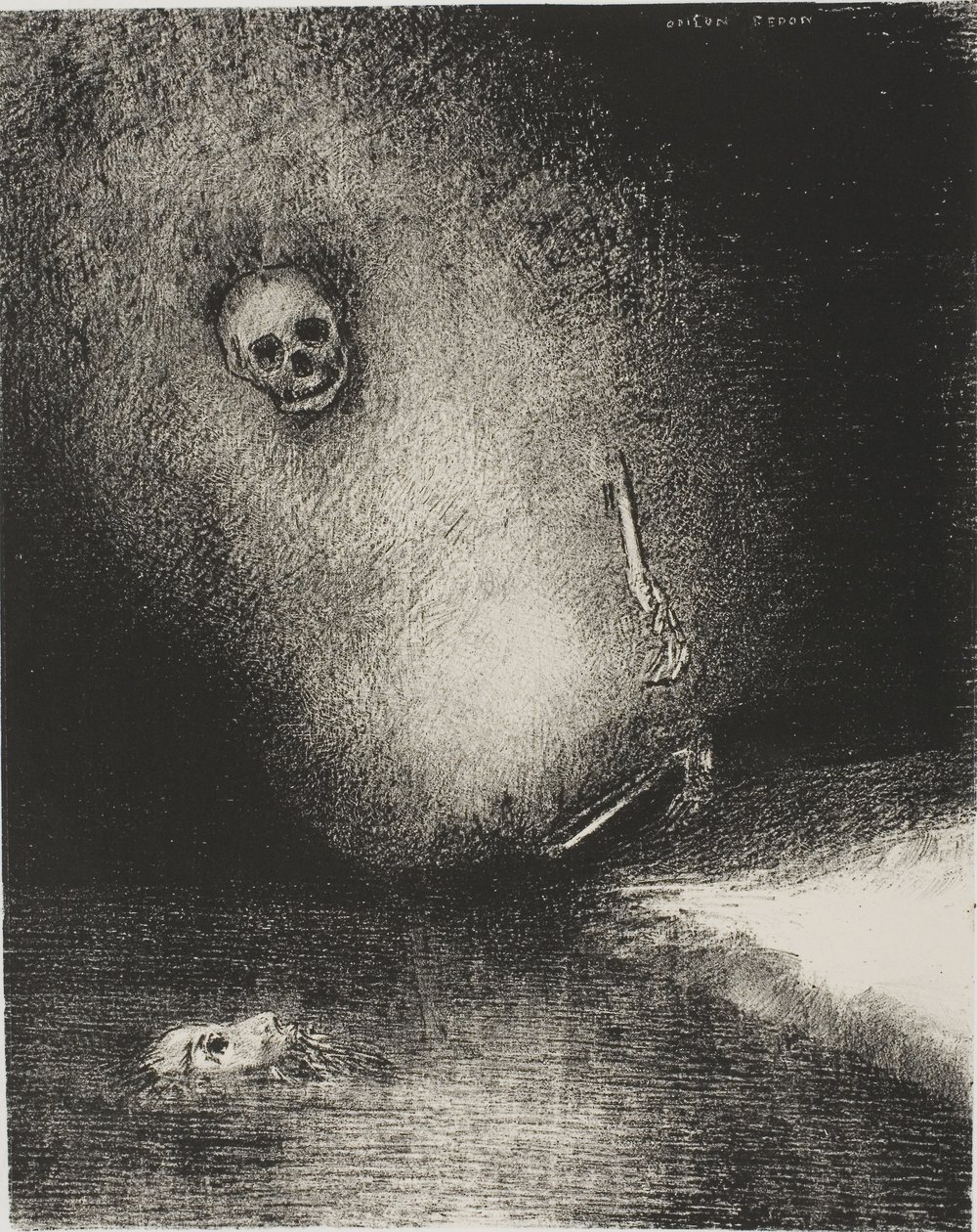 De droom is geëindigd in de dood, uit De Juror door Odilon Redon