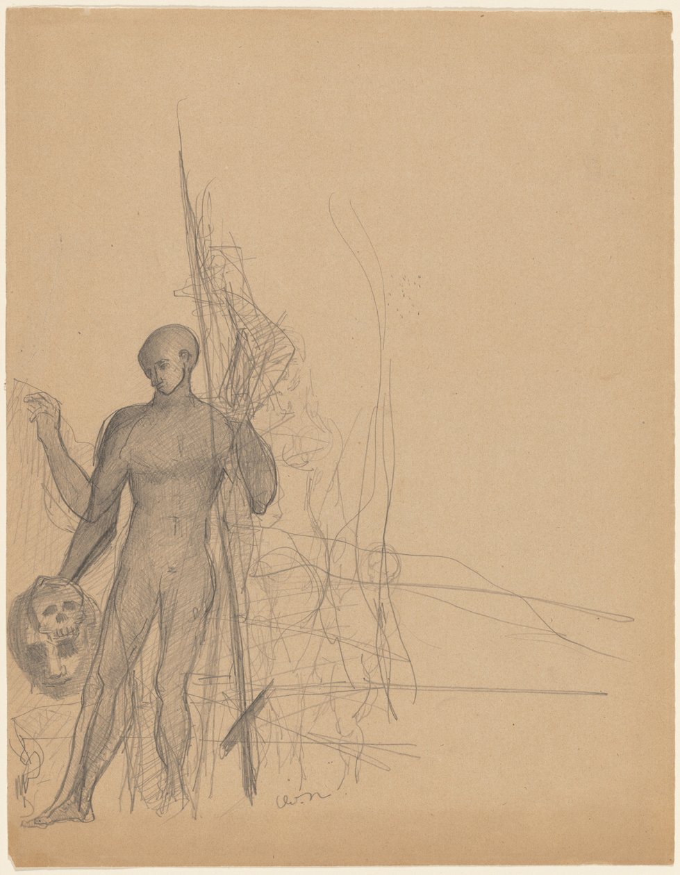 De koppensneller en zijn familie door Odilon Redon