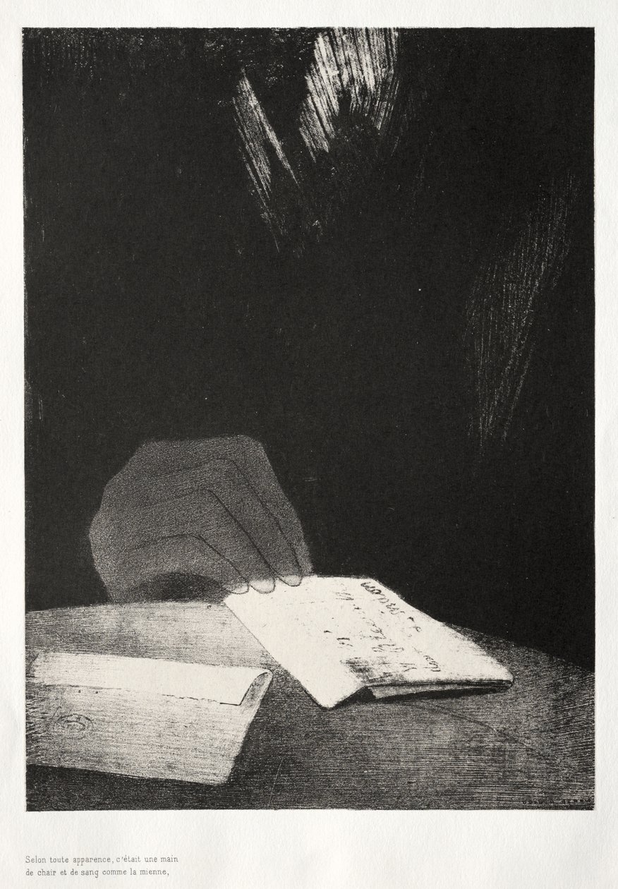 Het Leek een Hand van Vlees en Bloed Net als de Mijne door Odilon Redon
