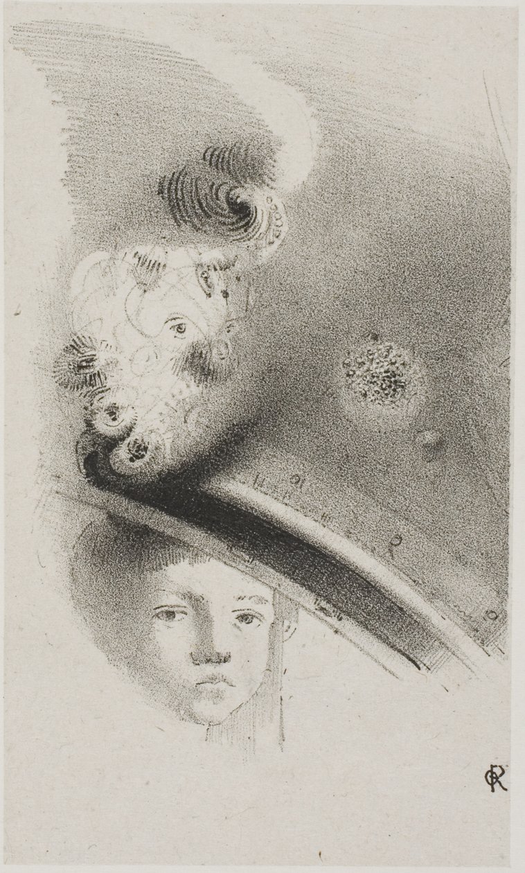 Zonder titel proeflithografie door Odilon Redon