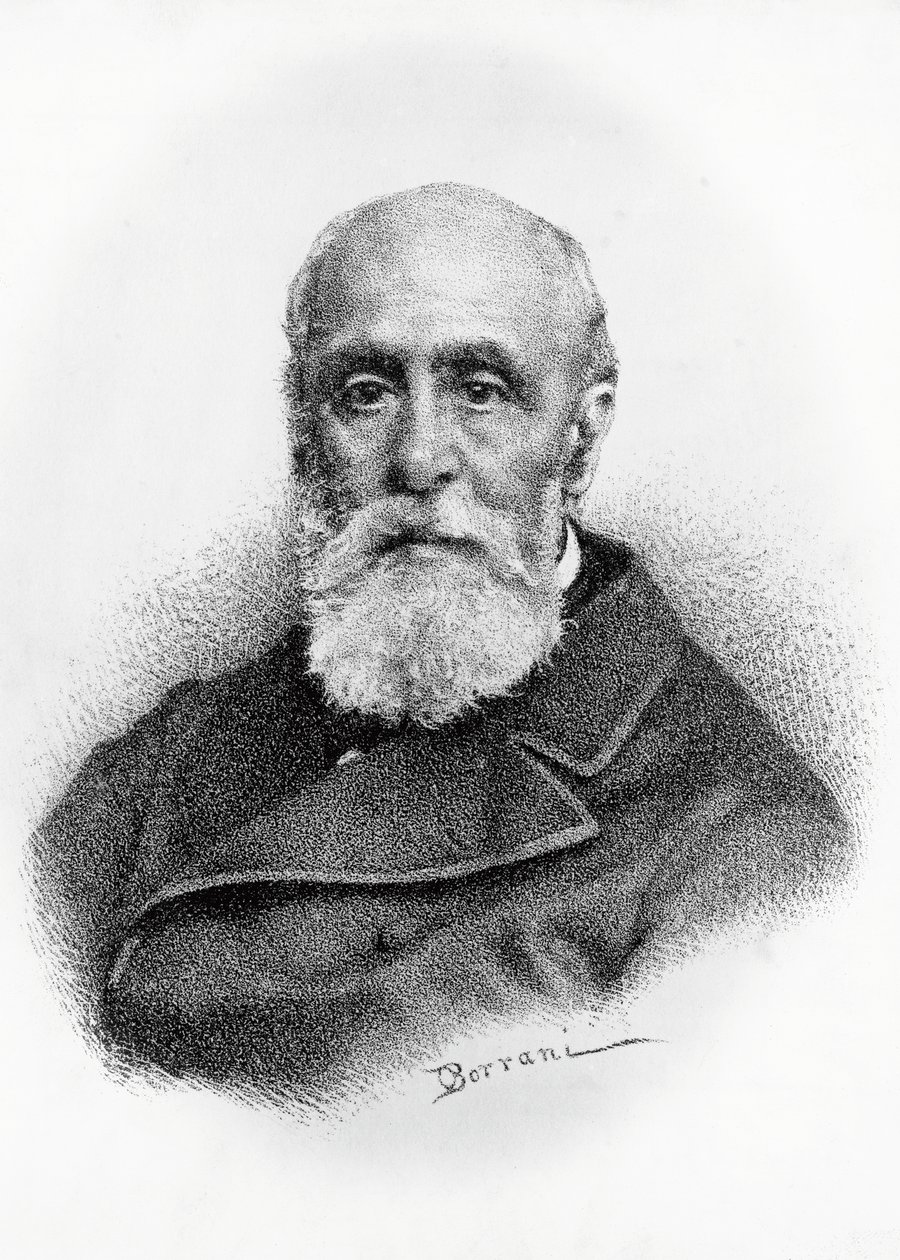 Portret van Giovanni Ruffini, Italiaanse dichter en patriot, lithografie naar tekening door Odoardo Borrani door Odoardo Borrani