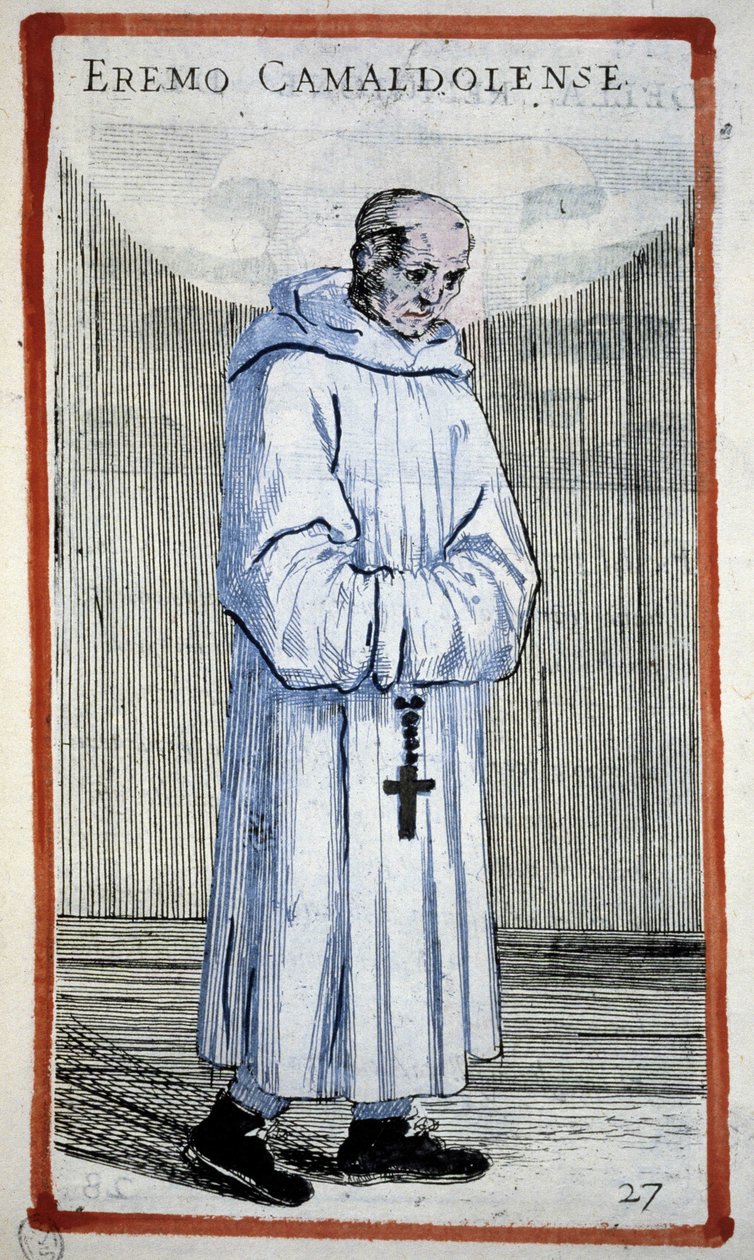 Kluizenaar Camaldulensers (gravure, 16e eeuw) in O. Fialetti door Odoardo Fialetti