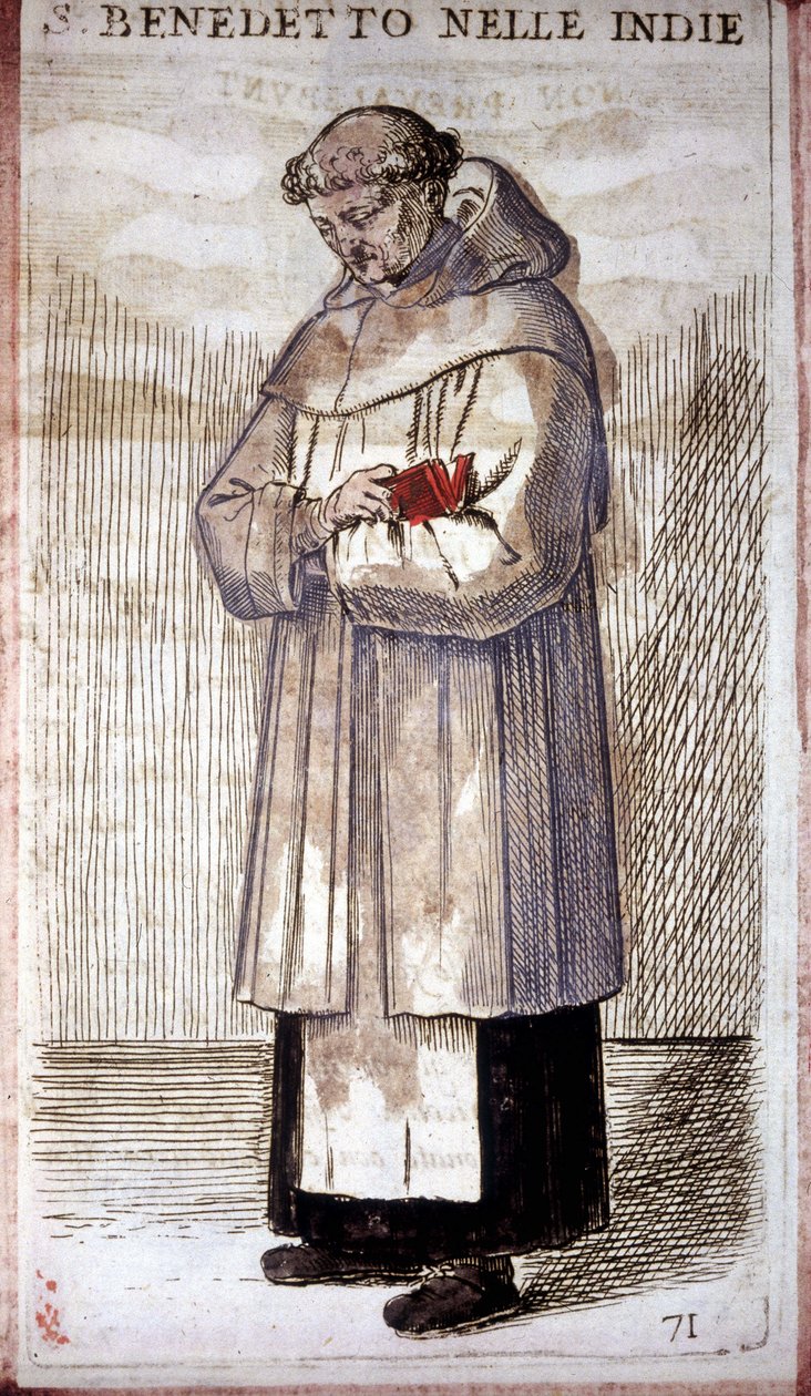 Religieuze orde: een Benedictijnse monnik (gravure, 16e eeuw) in O. Fialetti door Odoardo Fialetti