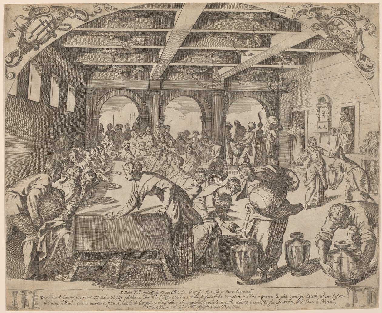 De Bruiloft te Kana door Odoardo Fialetti after Jacopo Tintoretto