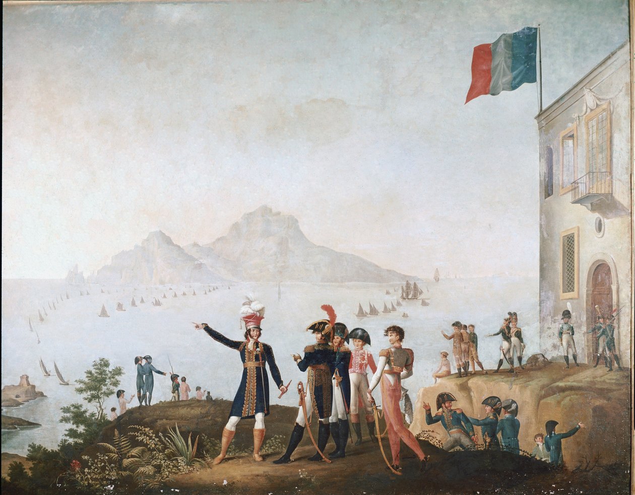 De koning van Napels beveelt de inname van de stad in augustus 1808 en woont deze bij vanuit Massa Lubrense door Odoardo Fischetti
