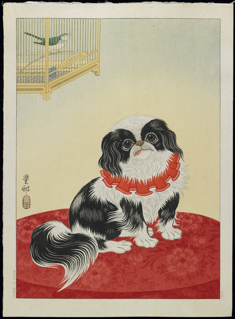 Mopshond, 1930s door Ohara Koson