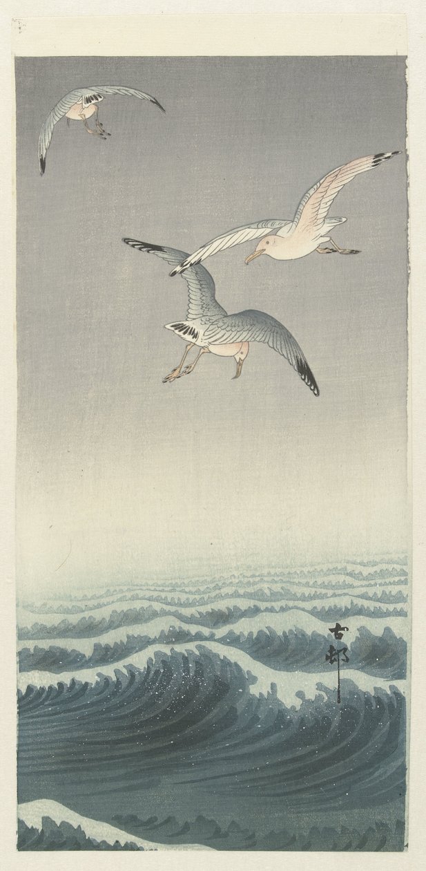 Drie meeuwen door Ohara Koson