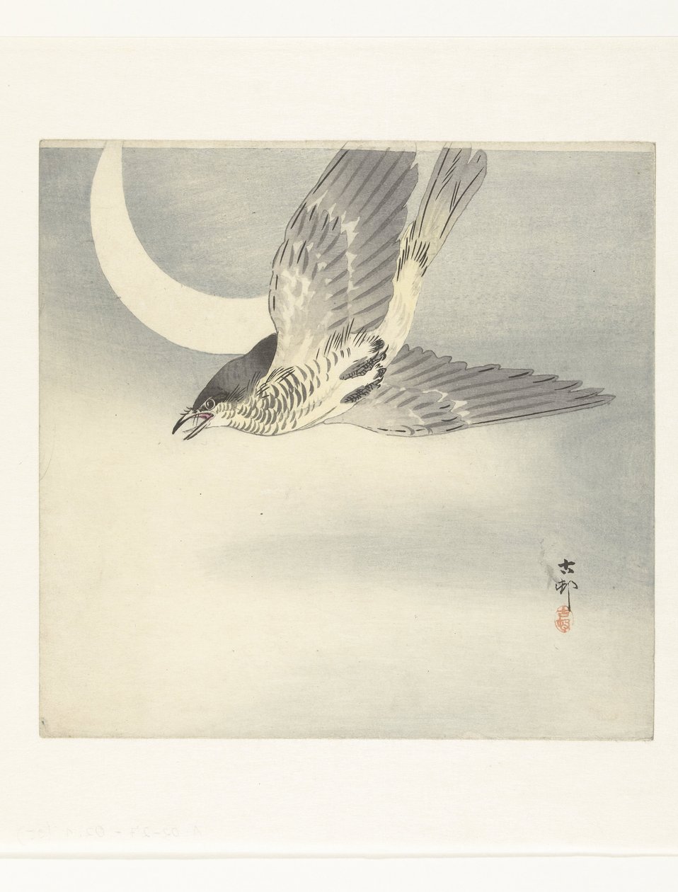 Koekoek bij wassende maan door Ohara Koson