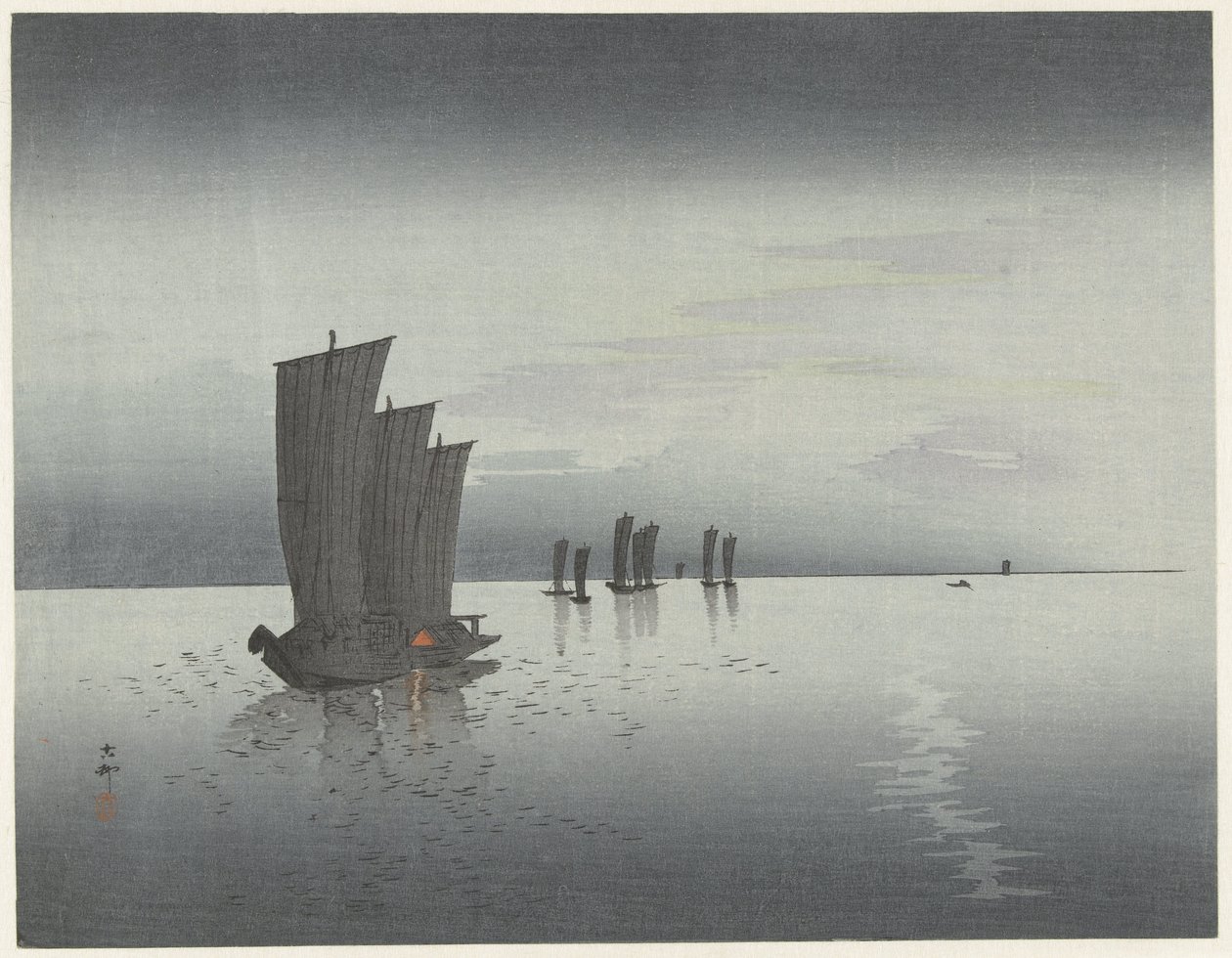 Vissersboten door Ohara Koson