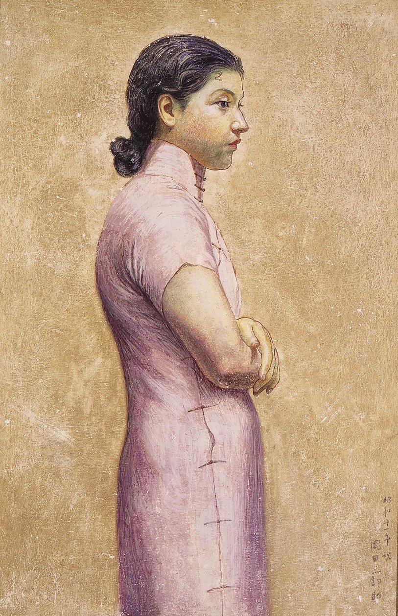 Portret van een vrouw door Okada Saburosuke