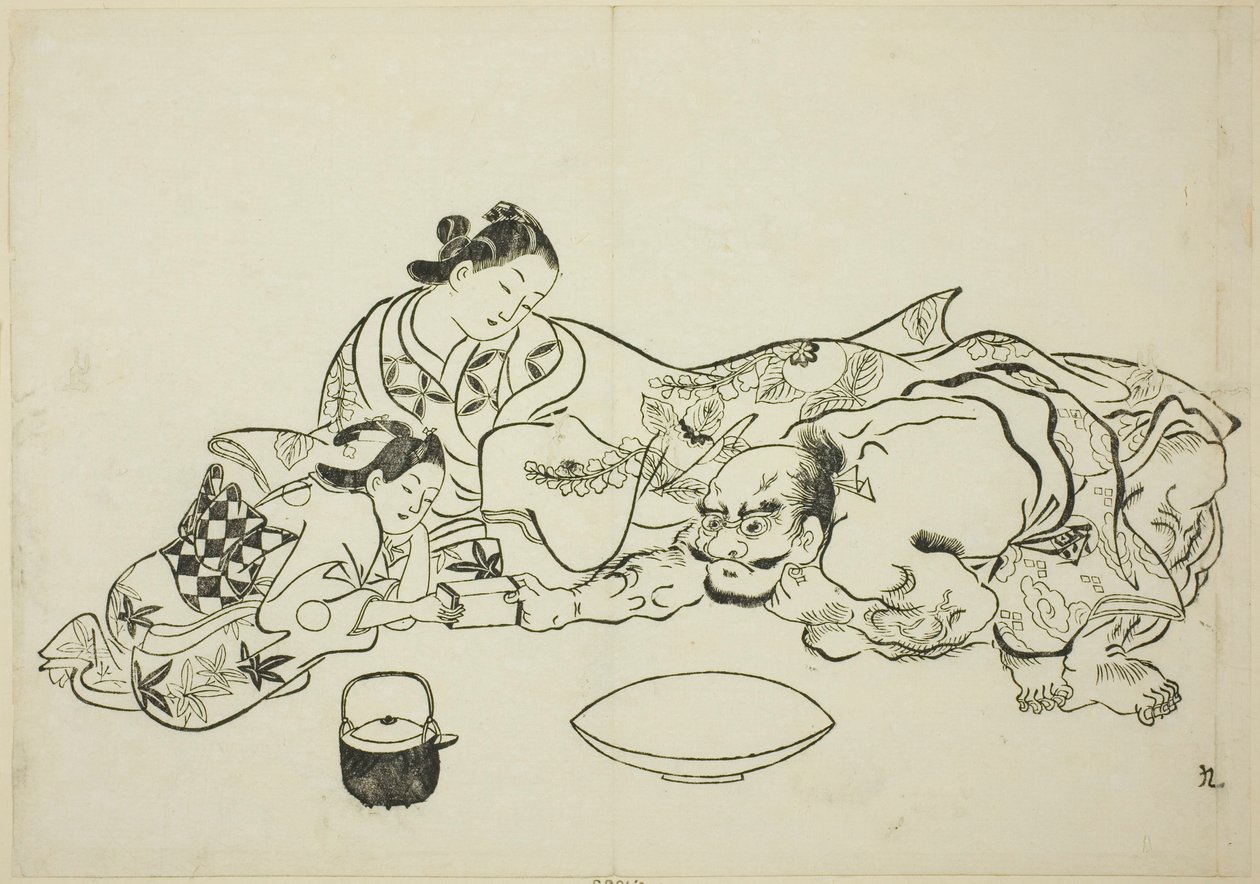 Een Krachtproef, nr. 9 uit een serie van 12 prenten door Okumura Masanobu
