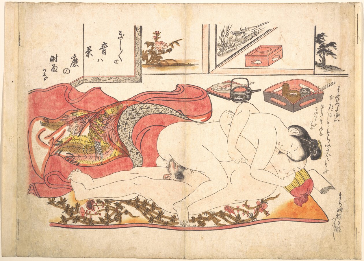 Slaapkamerscène door Okumura Masanobu