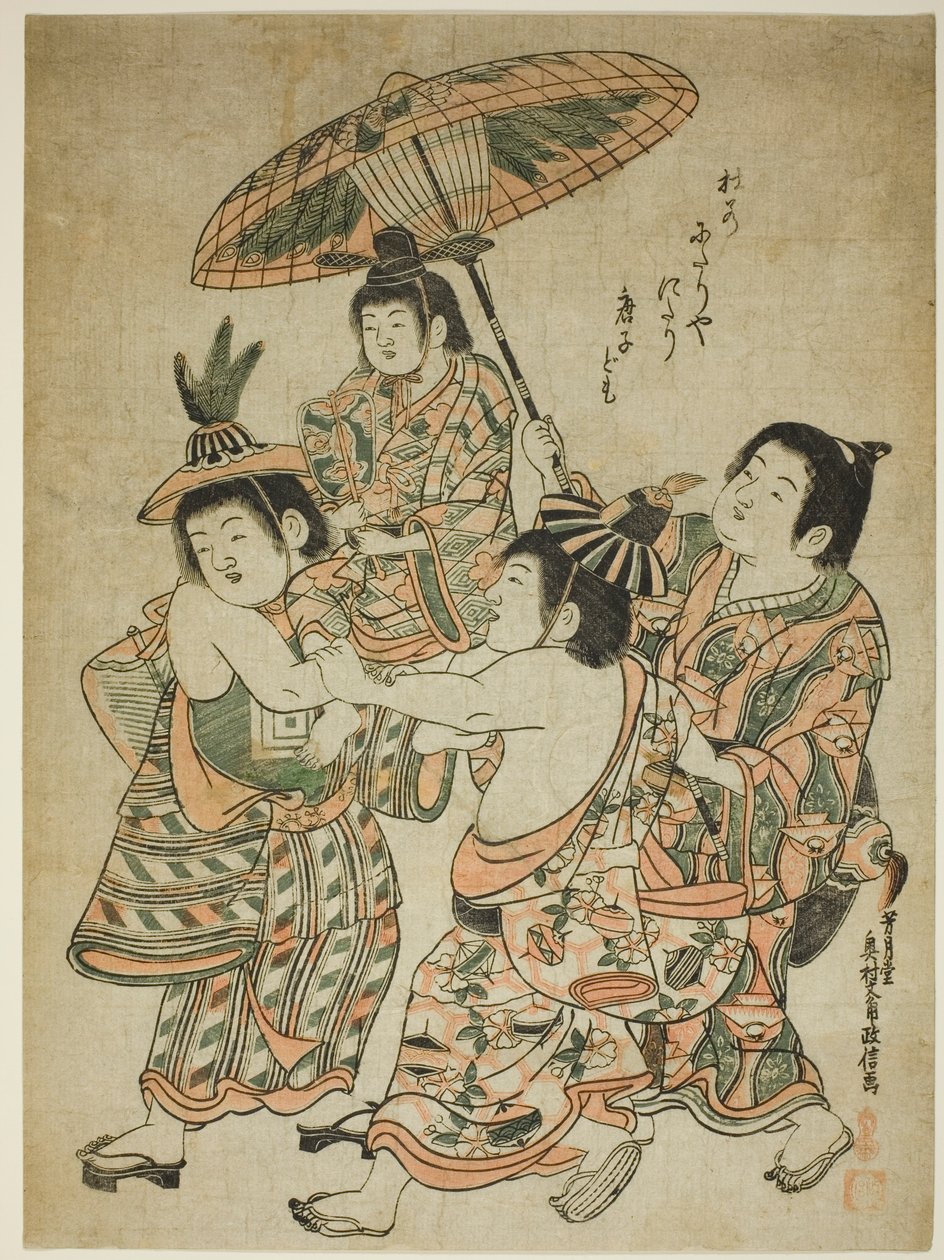 Jongens die zich als Chinezen Verkleden door Okumura Masanobu