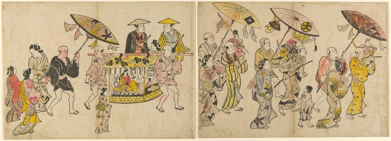 Parade van de poppen door Okumura Masanobu