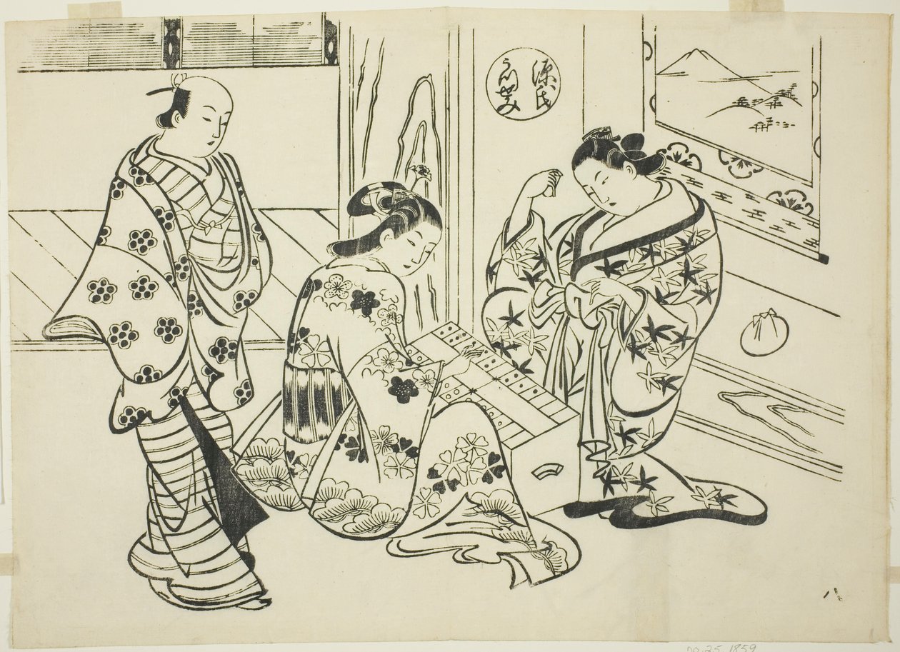Het Utsusemi Hoofdstuk uit "Het Verhaal van Genji" (Genji Utsusemi), uit een serie van Genji parodieën door Okumura Masanobu