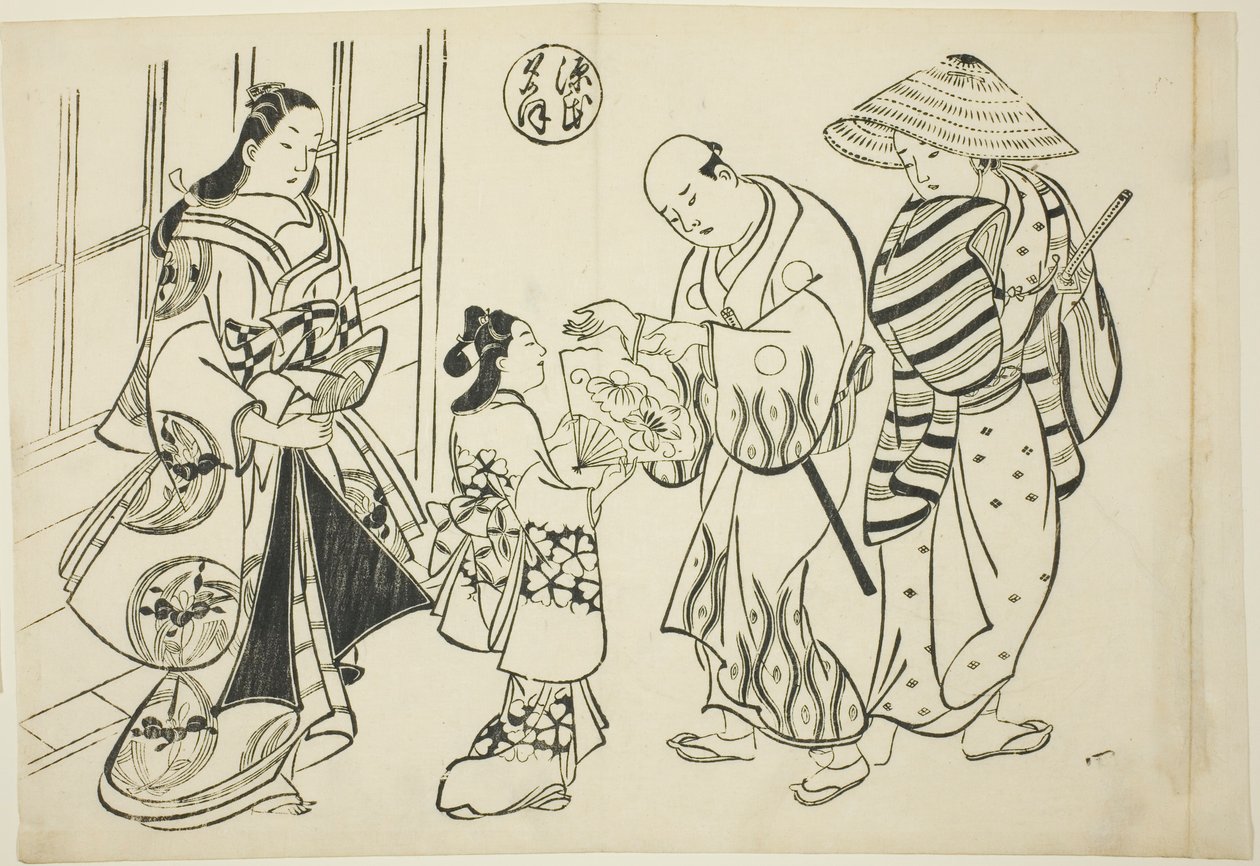 Het Yugao-hoofdstuk uit "Het verhaal van Genji" (Genji Yugao), uit een serie Genji-parodieën door Okumura Masanobu