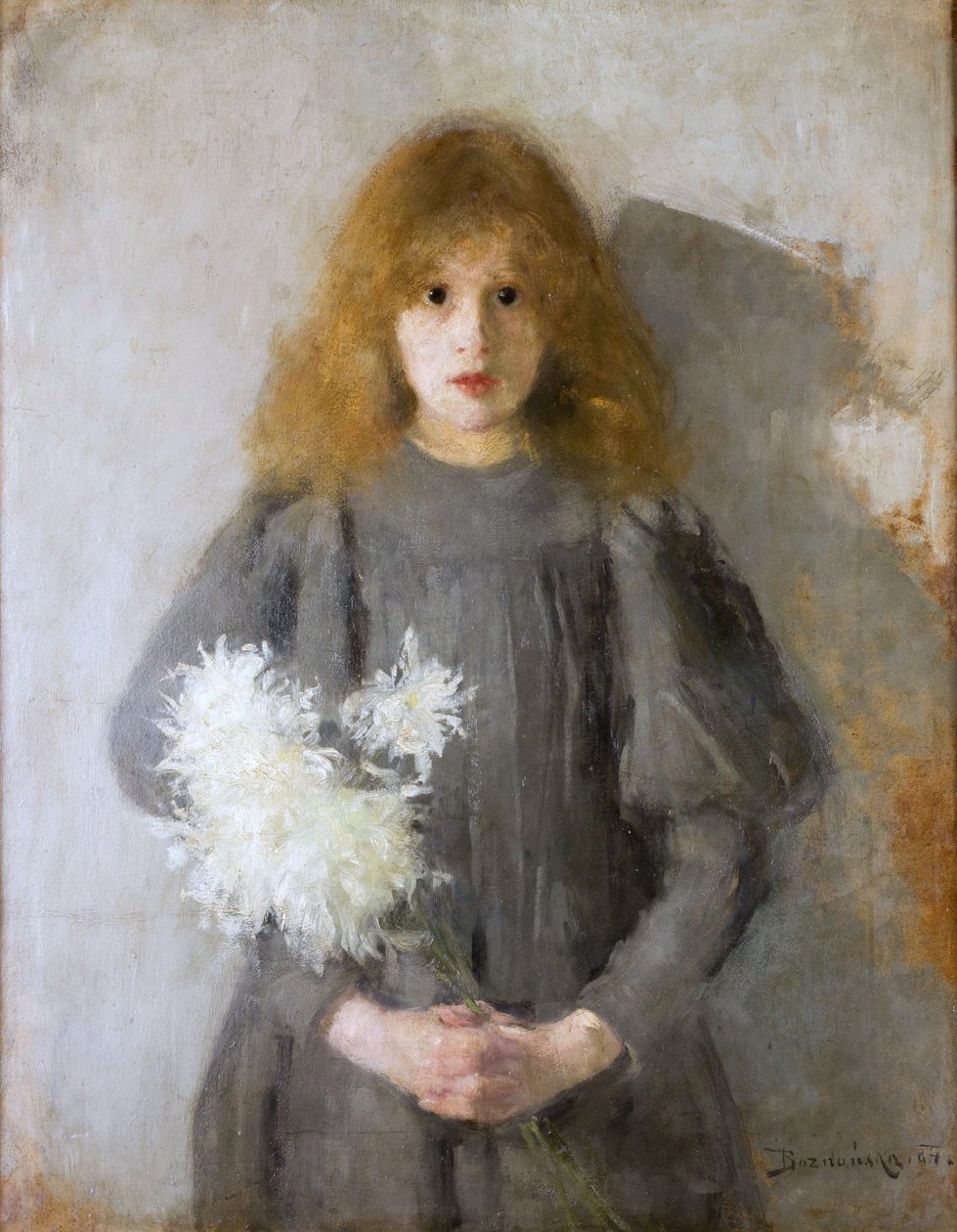 Meisje met chrysanten door Olga Boznanska