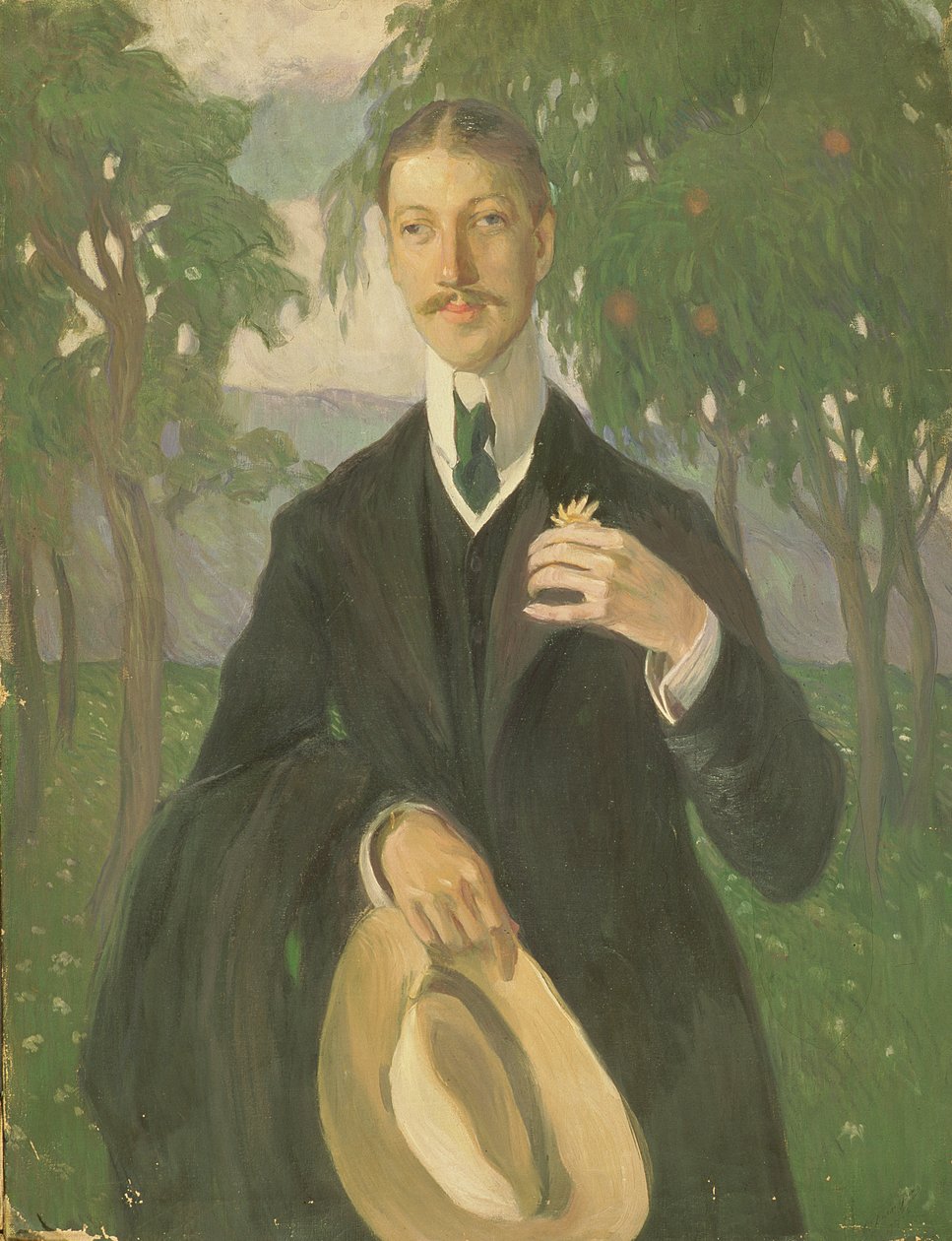 Portret van Nikolay Gumilyev (1886-1921) 1909 door Olga Lyudvigovna Della Vos Kardovskaya