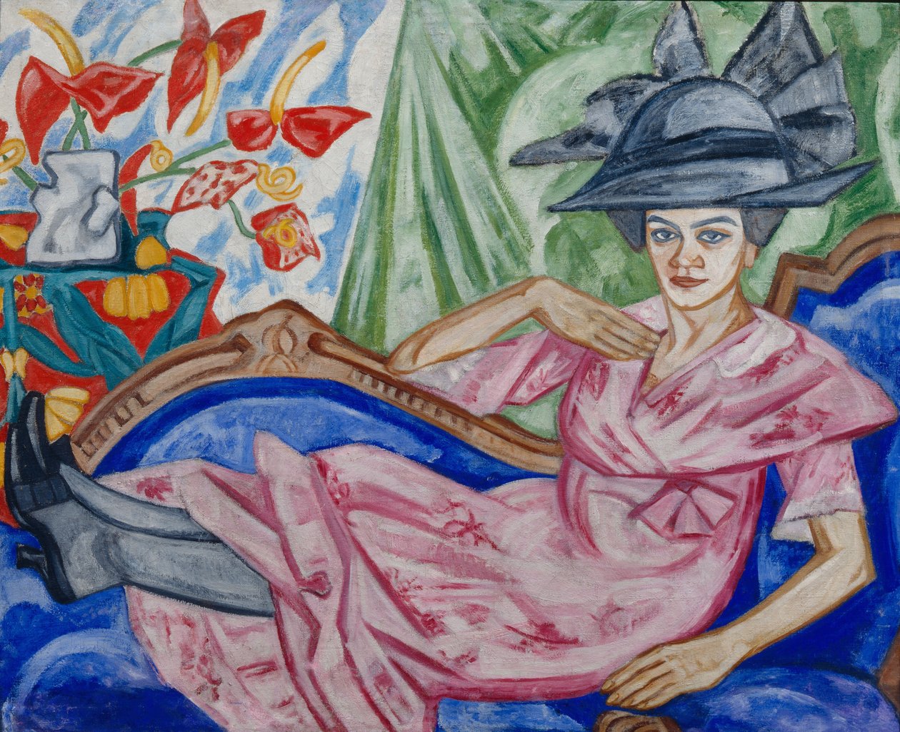 Portret van de zus van de kunstenaar, 1912 door Olga Rozanova