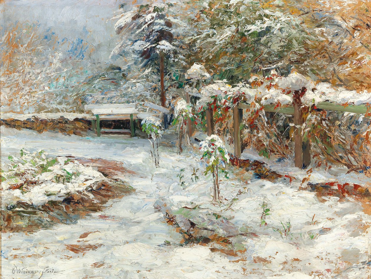 Oktober sneeuw, motivatie vanuit de tuin van kasteel Hartenstein door Olga Wisinger-Florian