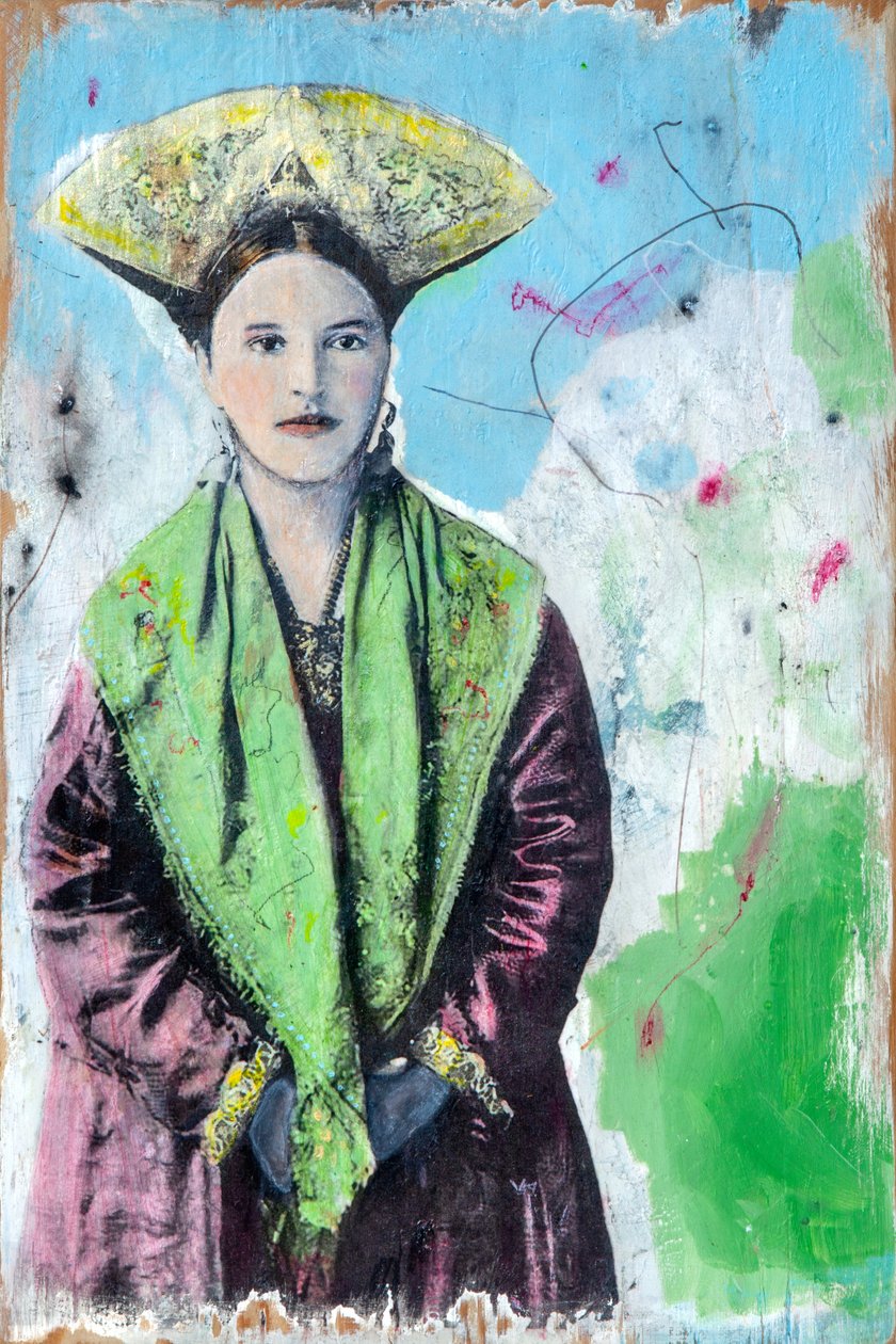 Damina russa , 2024 (gemengde techniek op hout) door Olivia Gozzano