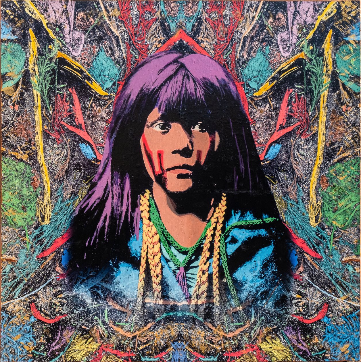 Navajo, 2022 (gemengde techniek op doek) door Olivia Gozzano