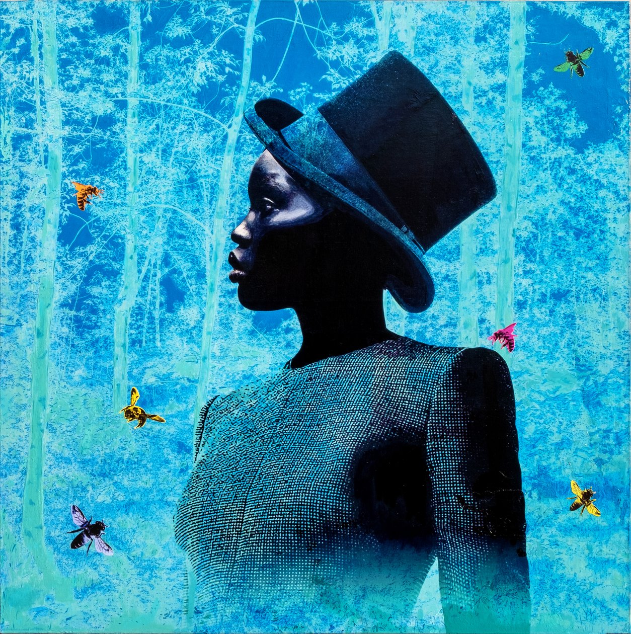 Teletrasporto, 2022 (gemengde techniek op doek) door Olivia Gozzano