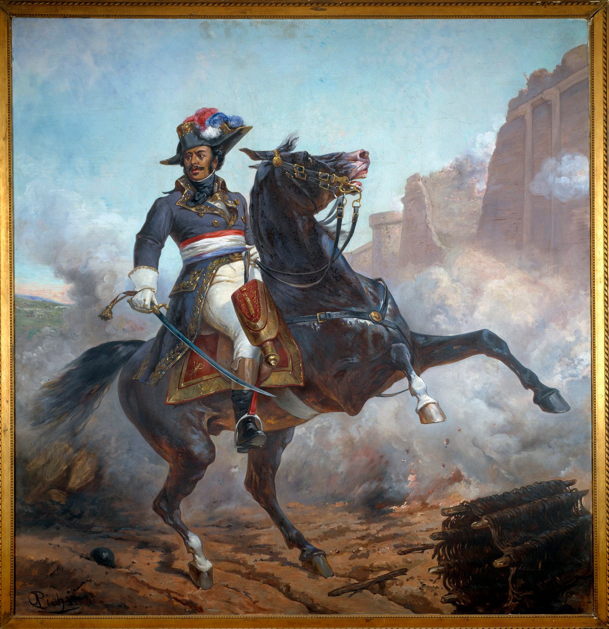 Ruiterportret van generaal Alexandre Davy Dumas (1762-1806), vader van Alexandre Dumas. Schilderij door Olivier Pichat (circa 1825-1912) door Olivier Pichat