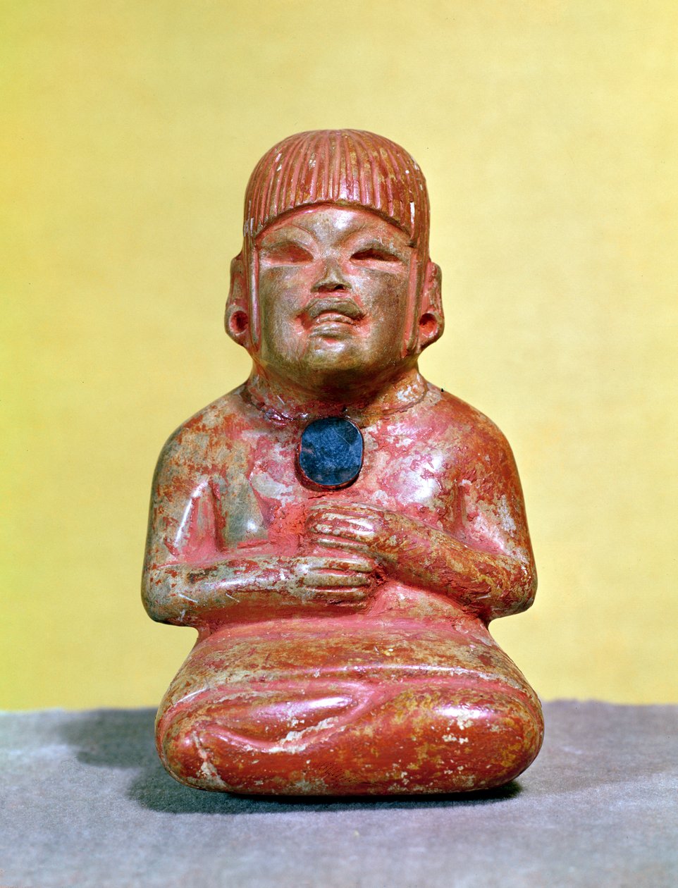 Zittend figuur, mogelijk een van de vroegste voorstellingen van de god van maïs en vreugde, uit La Venta, Tabasco, Pre-Klassieke Periode door Olmec