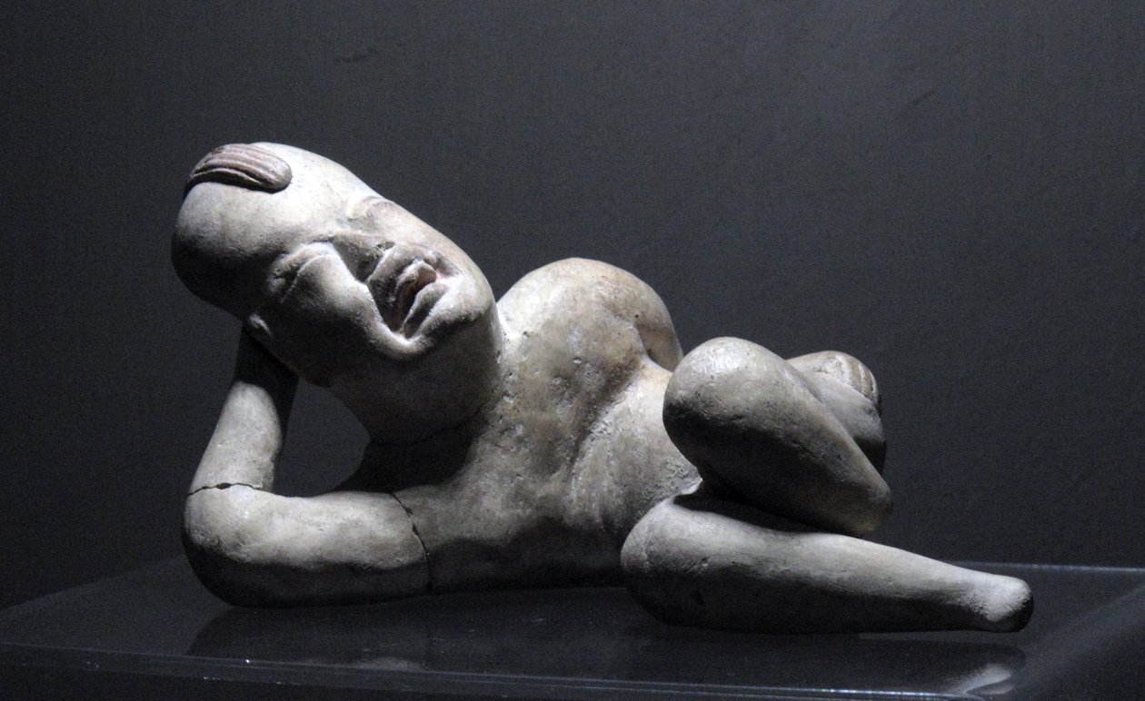 Liggende Olmec baby-figuur, Villa Nueva door Olmec