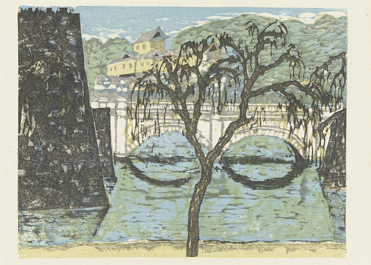 Nijubashi door Onchi Kôshirô