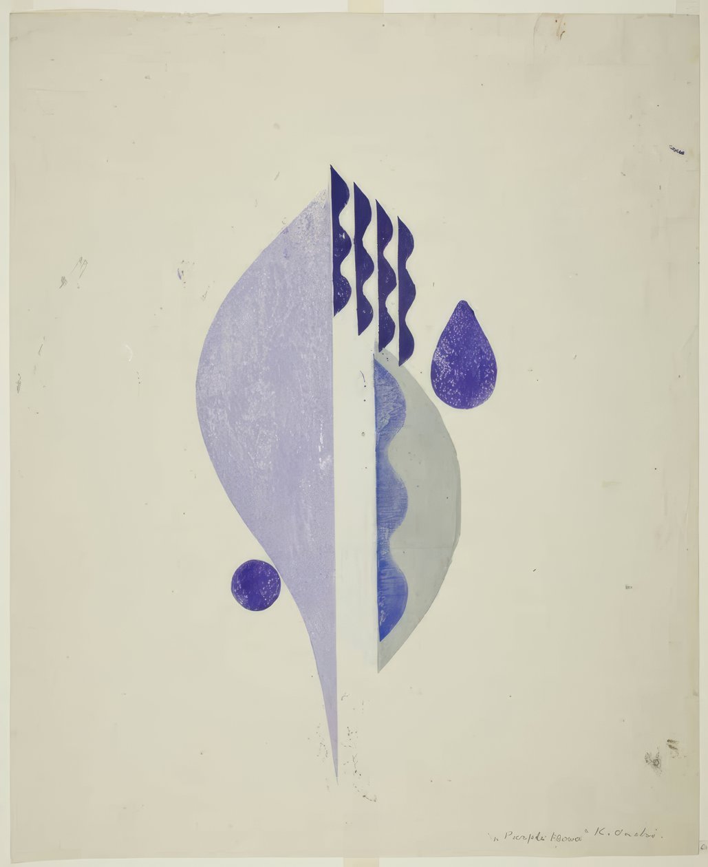 Paarse bloem door Onchi Kôshirô