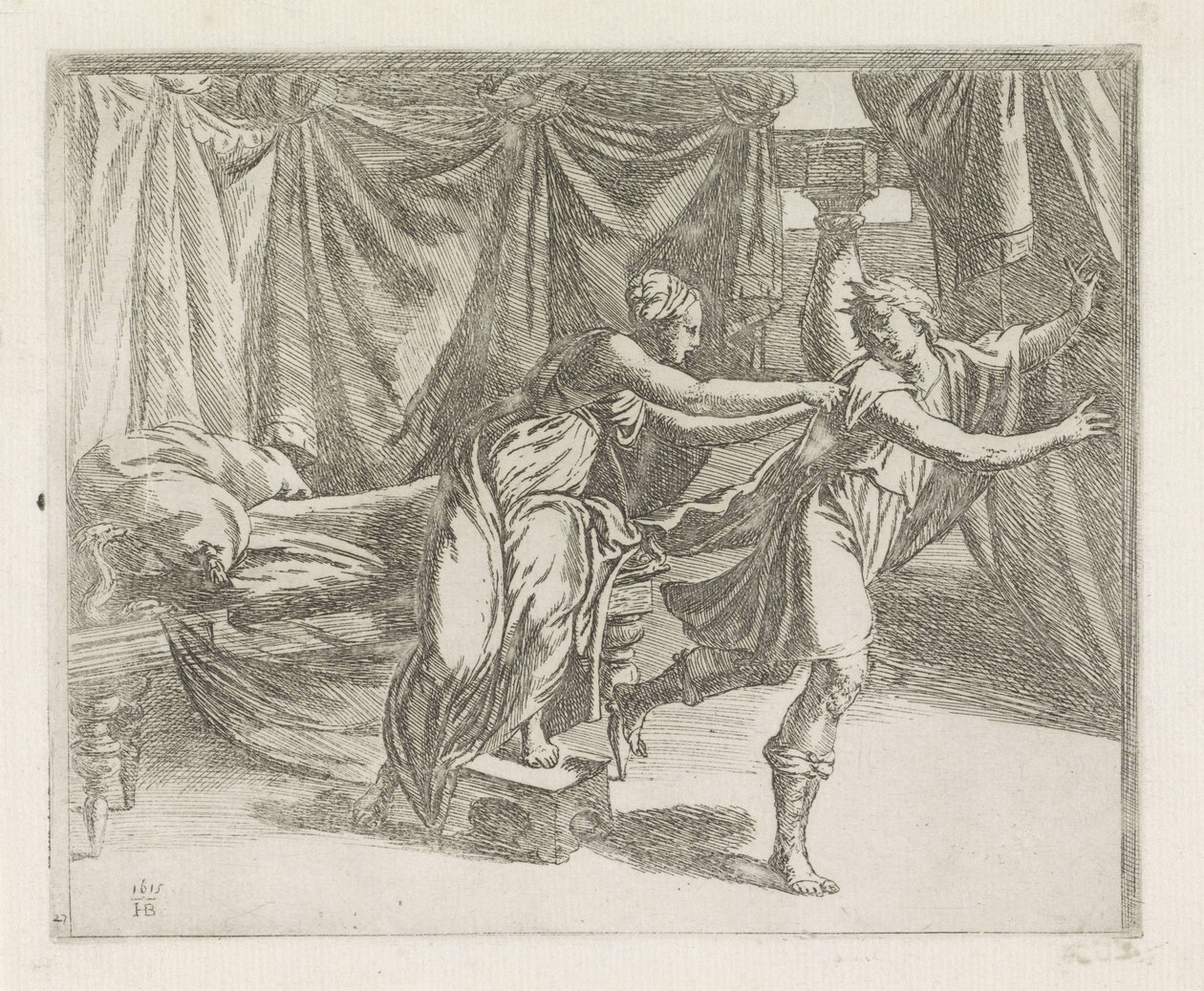 Jozef en de vrouw van Potifar door Orazio Borgianni