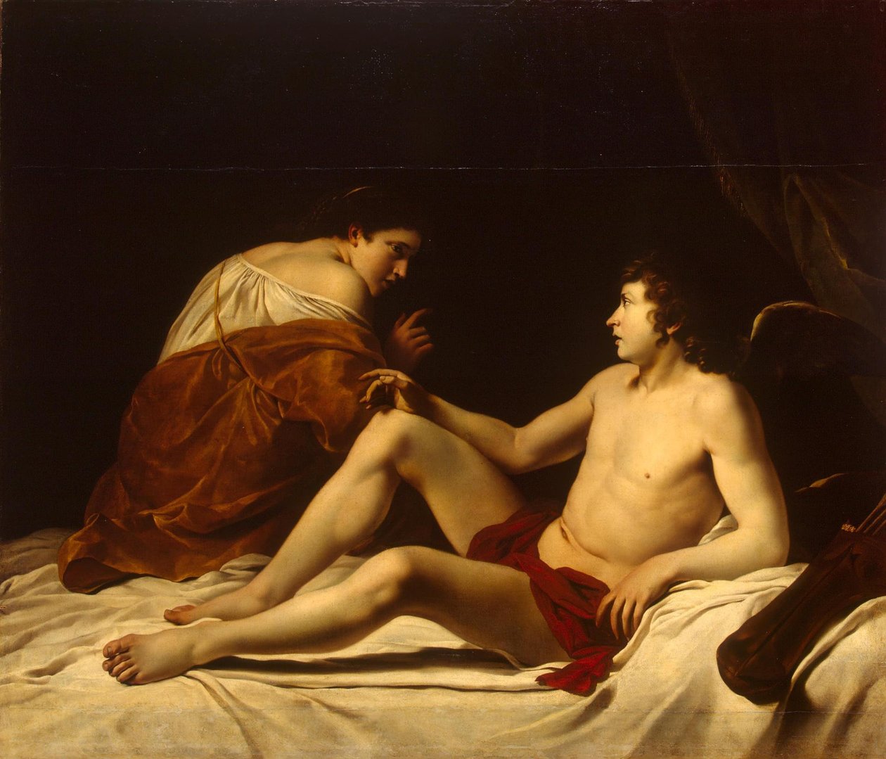Cupido en Psyche door Orazio Gentileschi