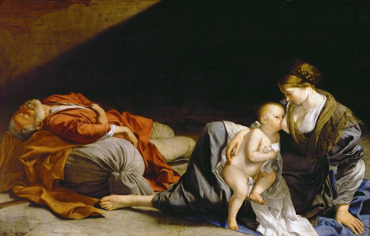 De rust tijdens de vlucht naar Egypte door Orazio Gentileschi