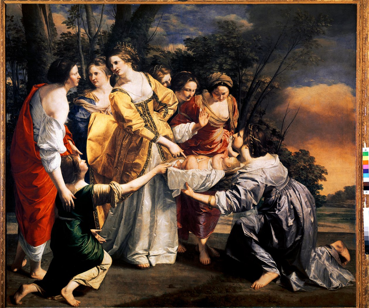 Mozes redt de wateren van de Nijl (olie op doek) door Orazio Gentileschi