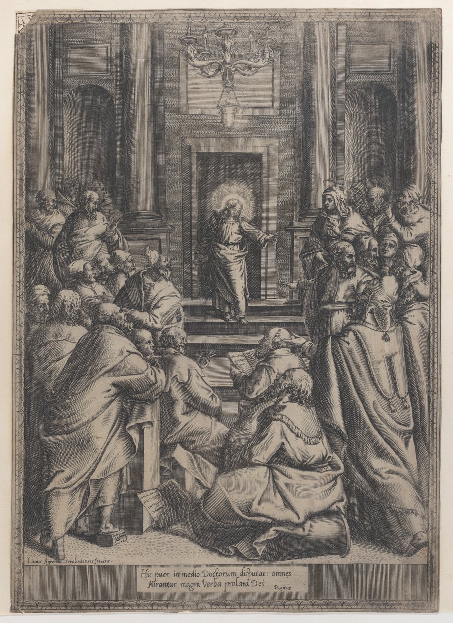 Christus in de tempel door Orazio de Sanctis