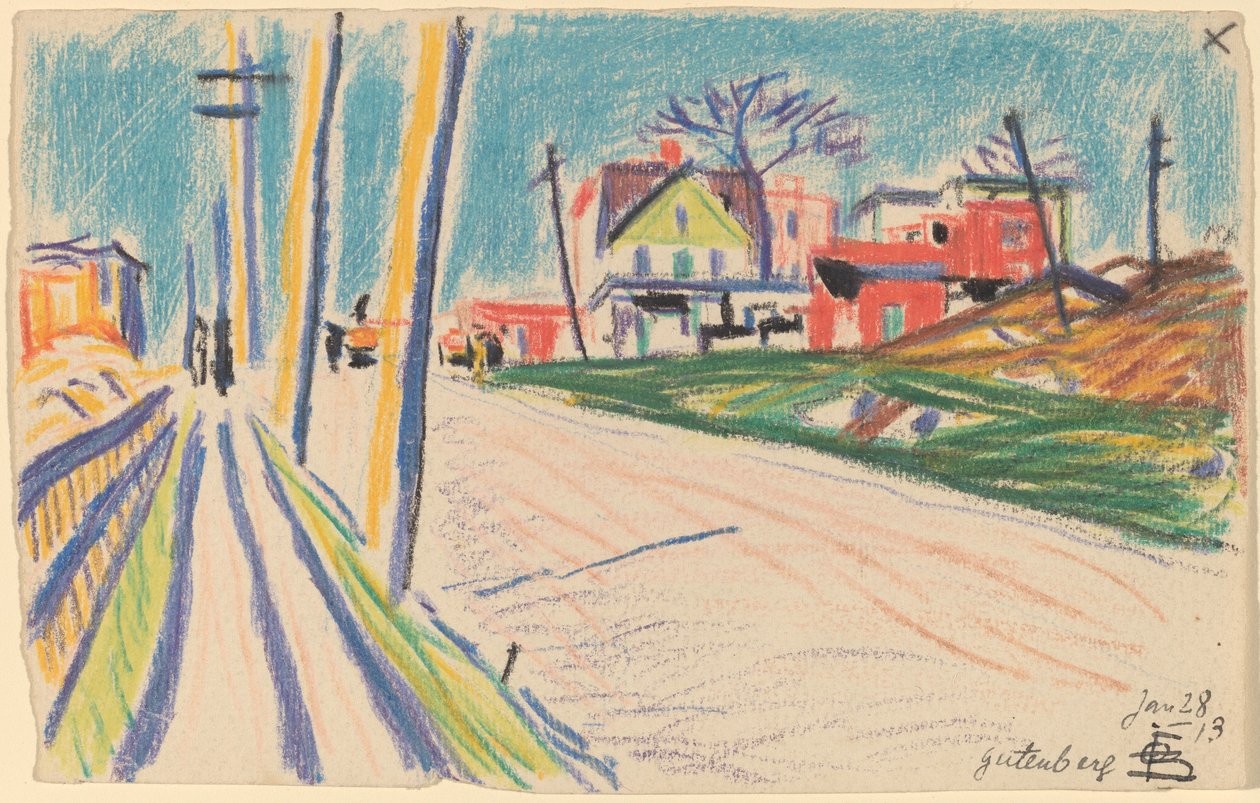 Straat in de Bronx door Oscar F. Bluemner