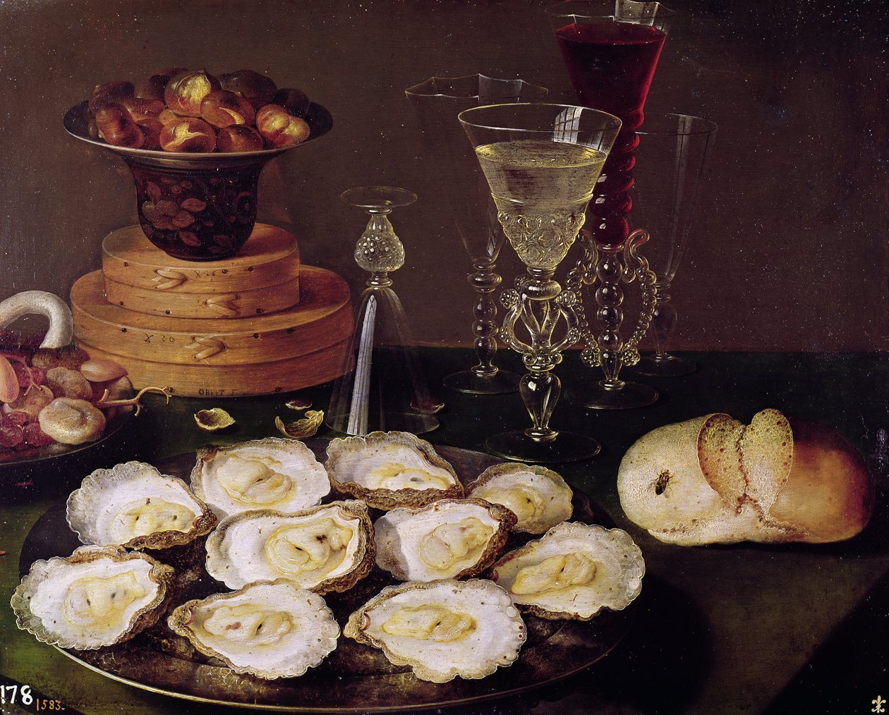 Stilleven met oesters en glazen, 1606 door Osias the Elder Beert