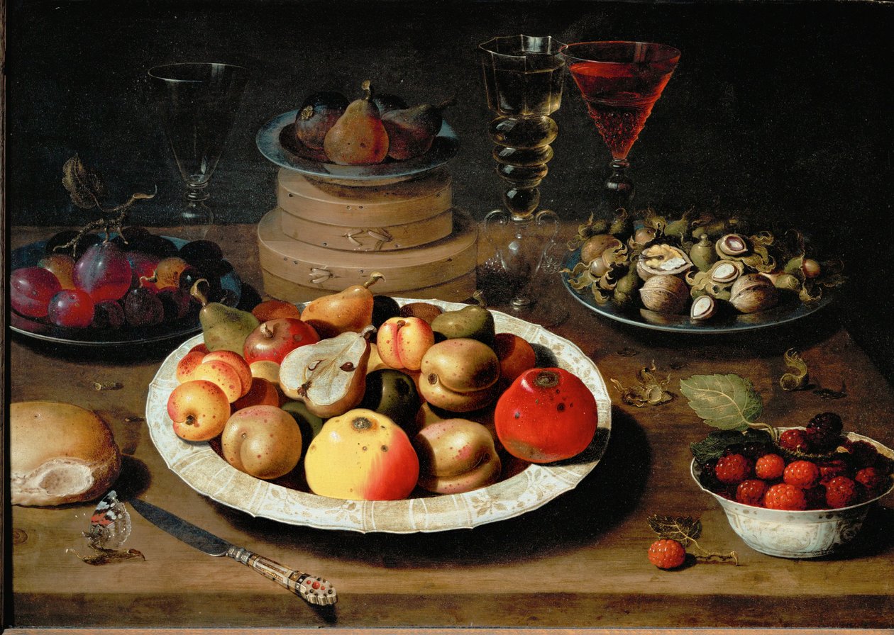 Stilleven met fruit (olieverf op hout) door Osias the Elder Beert