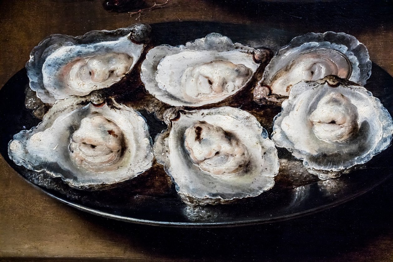 Stilleven met oesters en gebak door Osias the Elder Beert