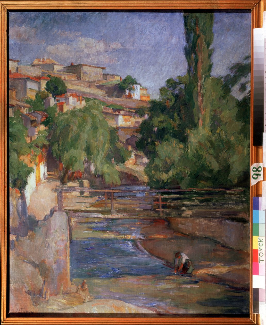 Landschap met brug en rivier door Osip Emmanuilovich Braz