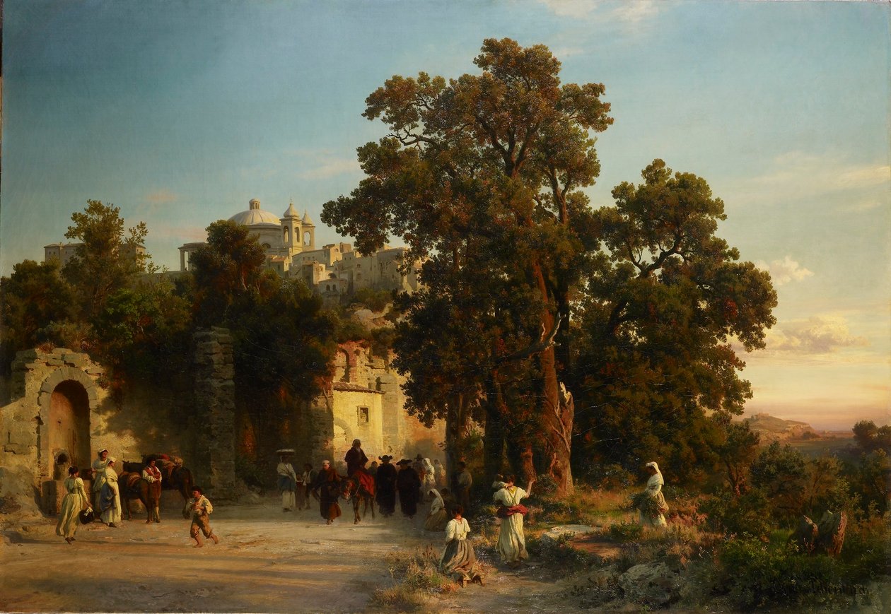 Avond door Oswald Achenbach