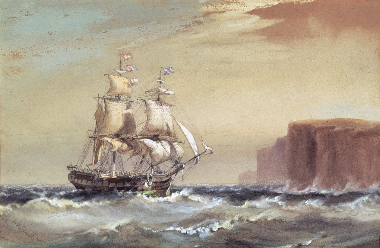 Emigrantenschip aankomend bij Sydney Heads, 1883 door Oswald Walters Brierly