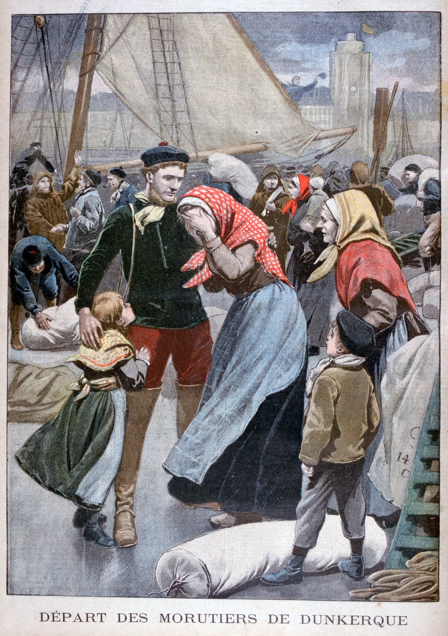 Vertrek van de kabeljauwvisboten uit Duinkerken, 1900 door Oswaldo Tofani
