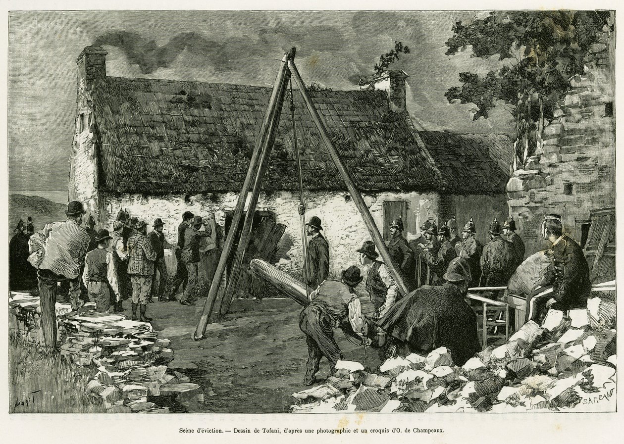 Uitzettingsscène. Gravure door Tofani, ter illustratie van het verhaal 