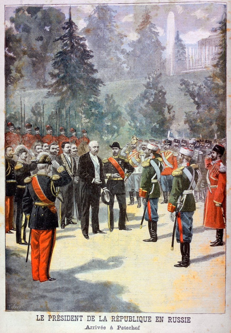 Felix Faure, president van Frankrijk, ontvangen in het Peterhof, St. Petersburg, Rusland, 1897 door Oswaldo Tofani