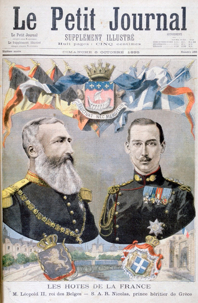Koning Leopold II van België en Prins Nicholas van Griekenland en Denemarken, 1895 door Oswaldo Tofani