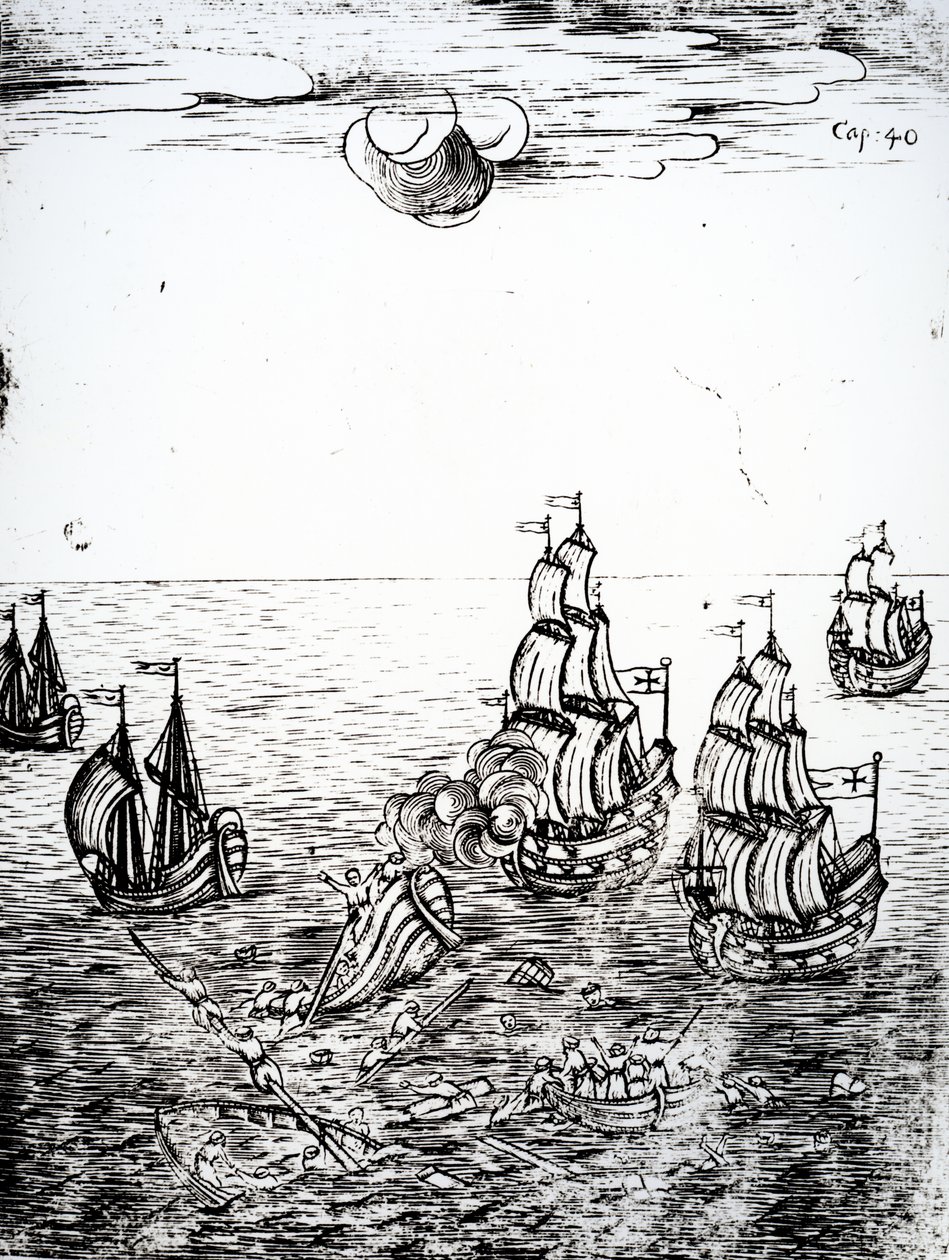 Schipbreuk, 1694 door Othon Frederic von der Groben